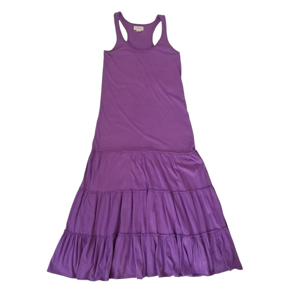 Tank Top Maxi Sun Dress Purple Tiered Skirt Cotton Knit